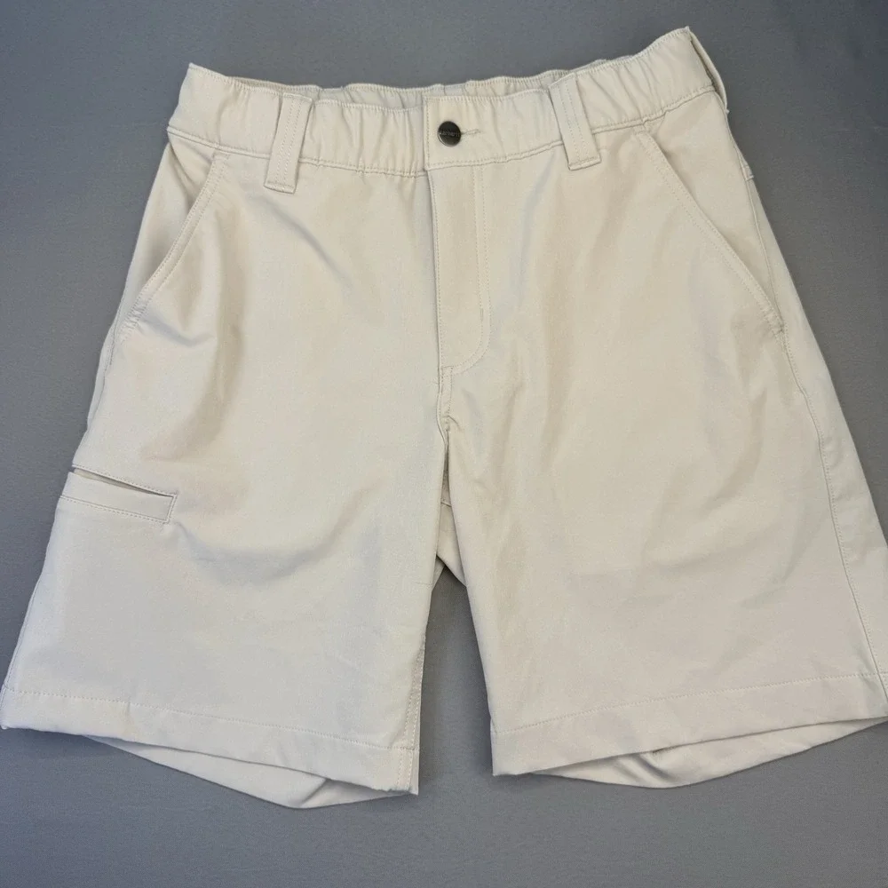 Carhartt Men's S Beige Solid Active Shorts Polyester/Elastane Stretch Pockets